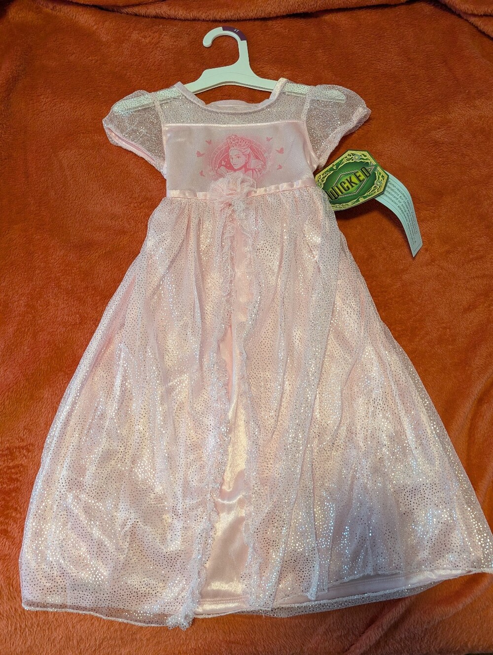 NWT 3T Wicked Glinda Girl's Pink Sparkle Princess Formal Dress with Rosette